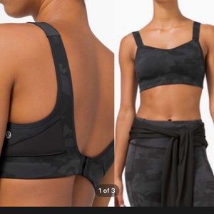 LULULEMON DEEP COAL MULTI CAMO SPORTS BRA 32D